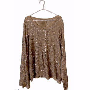 Charlie Joe Sequined Silk‎ Blouse Small